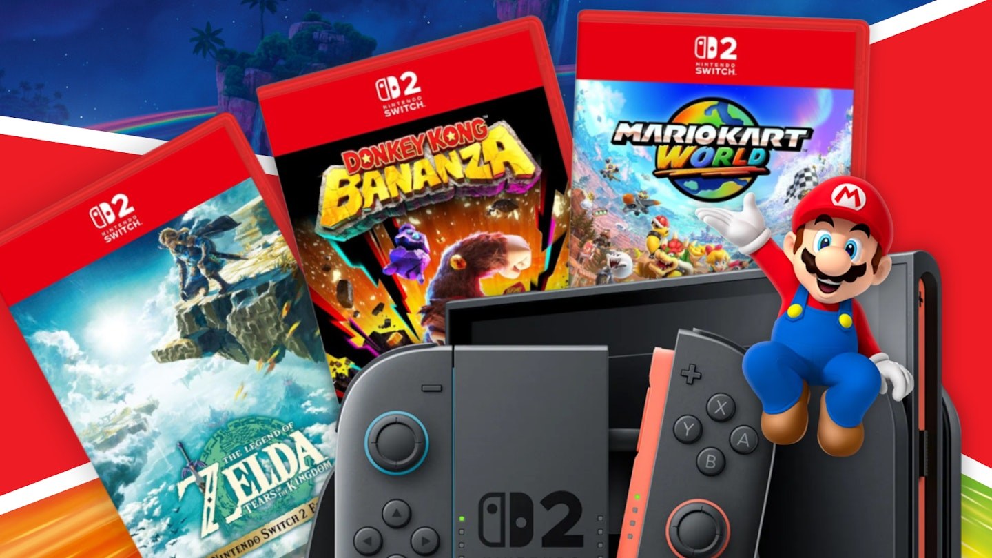 Nintendo Switch 2 game cards and cases arranged on a surface