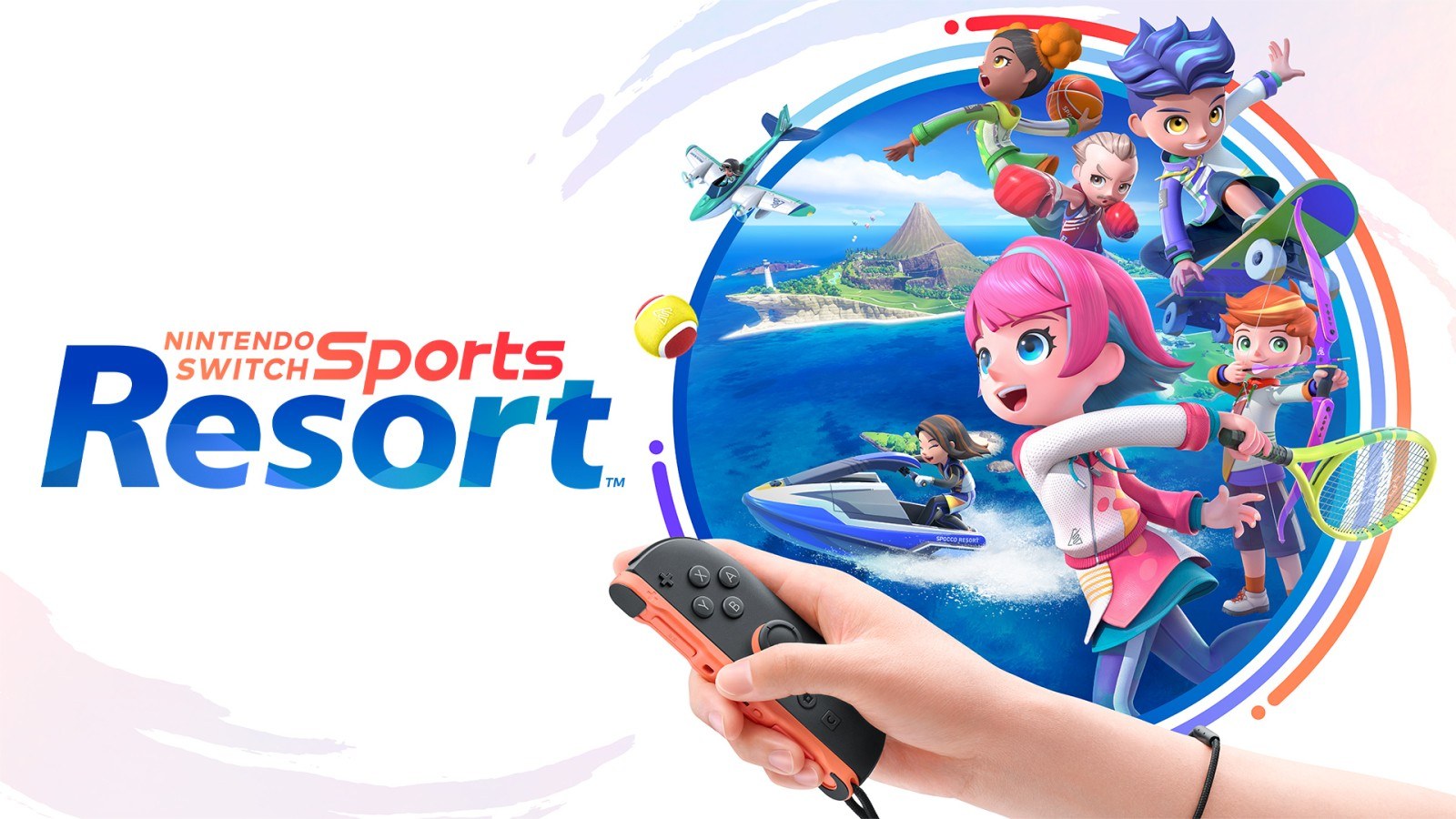 Sportsmates play volleyball on a sunny outdoor court at Spocco Resort from Nintendo Switch Sports Resort