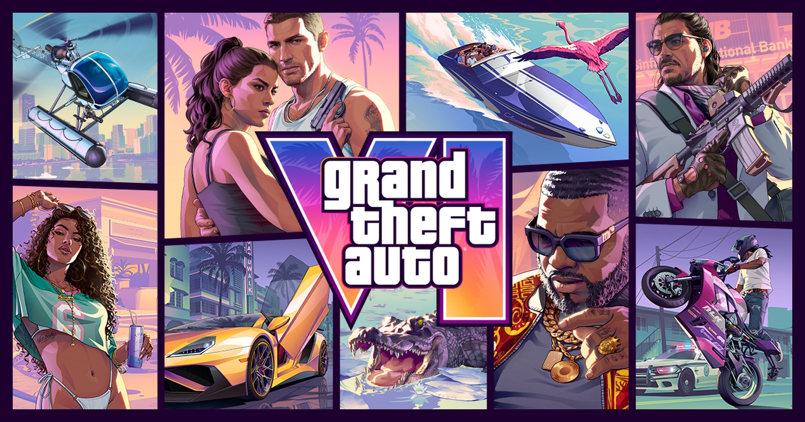 Grand Theft Auto VI official key art featuring Jason and Lucia