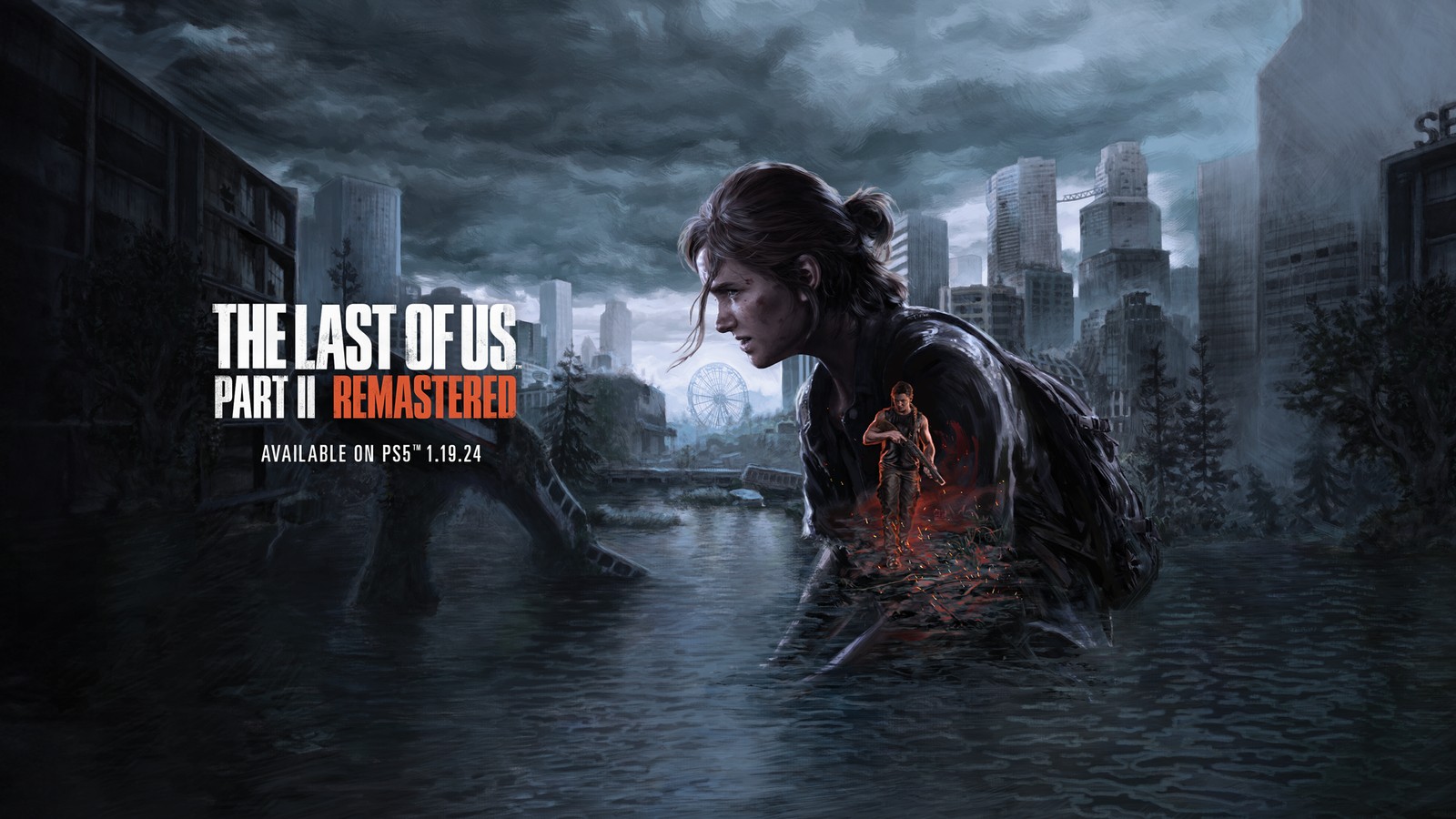 Official The Last of Us Part II Remastered key art featuring Ellie and Abby