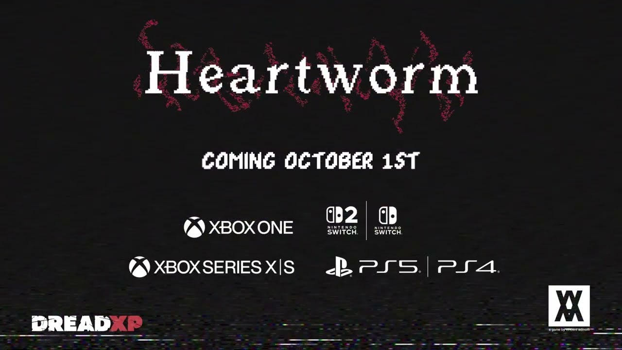 Heartworm Coming October 1st multiplatform announcement art including Switch 2