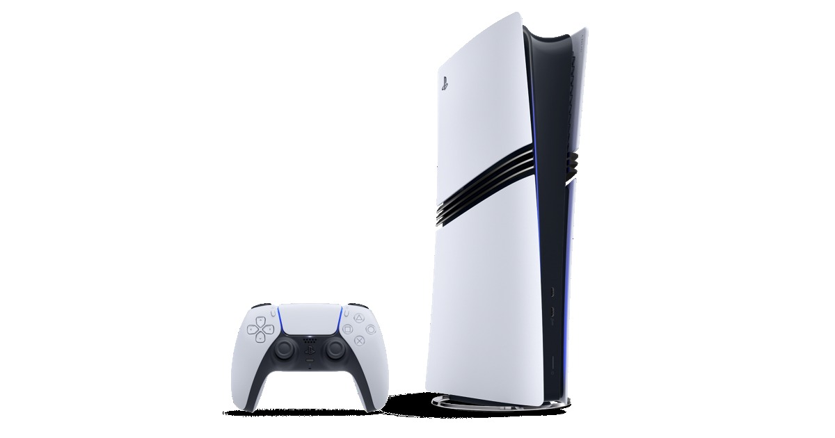 PS5 console and DualSense controller product shot on black background