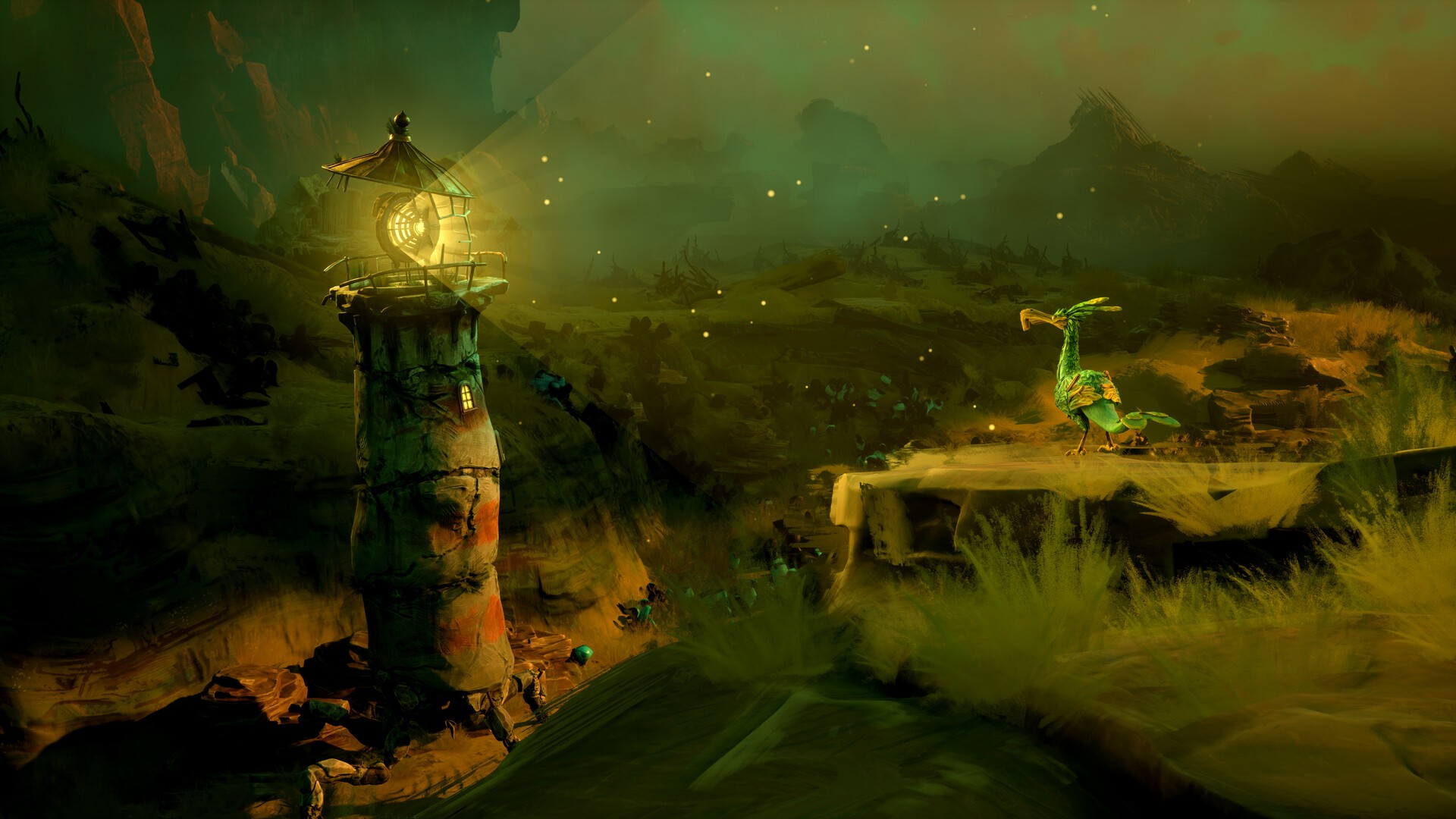 Official Keeper screenshot of the lighthouse and seabird journey