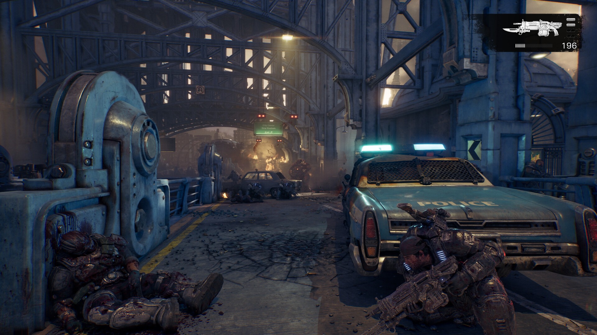 Official Gears of War: E-Day screenshot showing combat during Emergence Day